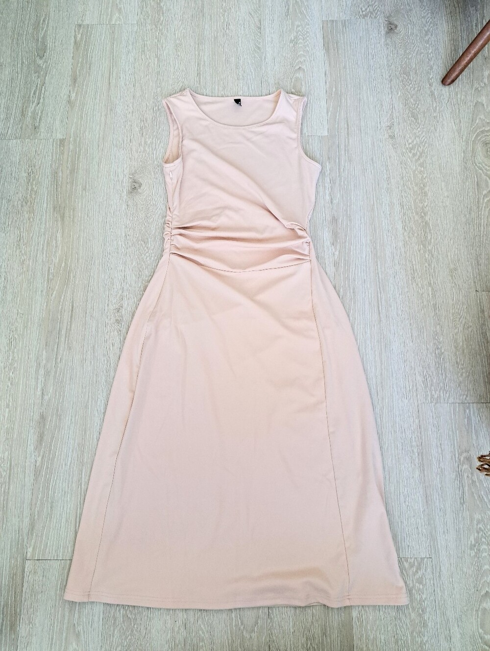 Allegra K Nude Pink Midi Dress with Side Ruching Sz XS NWOT